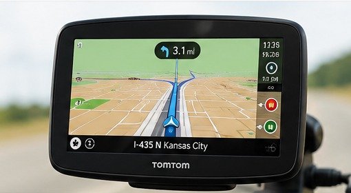 GPS navigation device showing a driving route